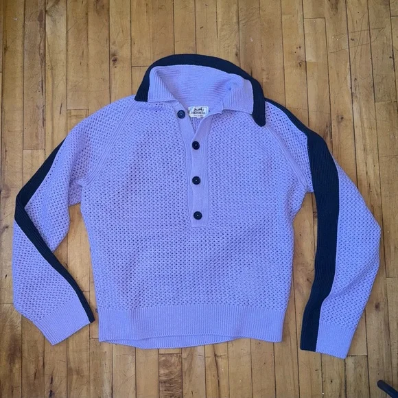 Hermes Purple/Black SS23 Runway Knit Sweater- size XL